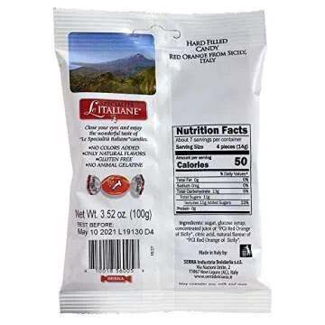 Serra Le Italiane Italian Natural Hard Candy - Filled with Sicilian Red Orange, 3.5 Ounce
