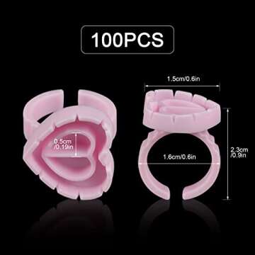 ZXMFDZ 100PCS Glue Rings Lash Rings for Glue Glue Rings for Eyelash Extensions Eyelash Glue Holder Lash Glue Rings Smart Glue Cups Pink