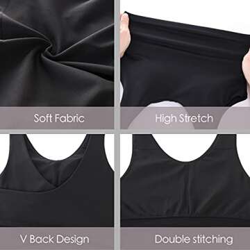 SJBYST Padded Longline Sports Bra Women Medium Support V-Neck Yoga Bra Built in Bra Removable Cups Tank Tops for Gym Workout Fitness Black Medium