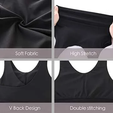 SJBYST Padded Longline Sports Bra Women Medium Support V-Neck Yoga Bra Built in Bra Removable Cups Tank Tops for Gym Workout Fitness Black Medium