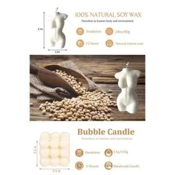 Bubble Candle Soy Wax Scented Candle Hand Poured Scented Candle and Female Body Shaped Candle Set2 Pieces Handmade Candle Decorative Candle for Bedroom Bathroom Wedding Use or Gifting