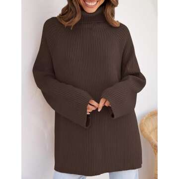 ZESICA Women's Oversized Turtleneck Sweater for Winter