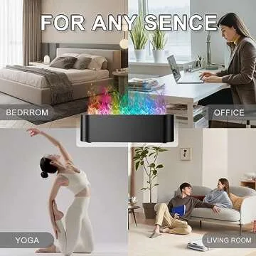 Colorful Flame Fire Diffuser Humidifier, 7 Colors Changing Oil Diffuser, Ultra-Quiet Aroma Essential Oils Aromatherapy Diffusers for Large Room, Bedroom, Office(Timeable, Waterless Auto off-150ml)