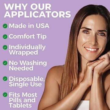 NewLife Naturals Disposable Plastic Vaginal Suppository Applicators - Fits Most Boric Acid Suppositories, Pills, Tablets, and Size 0 and 00 Capsules - pH Balance and Feminine Health - Pack of 16