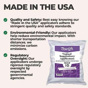 NewLife Naturals Disposable Plastic Vaginal Suppository Applicators - Fits Most Boric Acid Suppositories, Pills, Tablets, and Size 0 and 00 Capsules - pH Balance and Feminine Health - Pack of 16