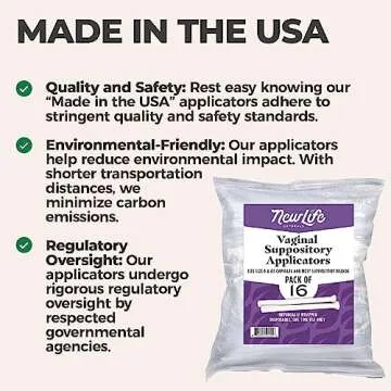 NewLife Naturals Disposable Plastic Vaginal Suppository Applicators - Fits Most Boric Acid Suppositories, Pills, Tablets, and Size 0 and 00 Capsules - pH Balance and Feminine Health - Pack of 16