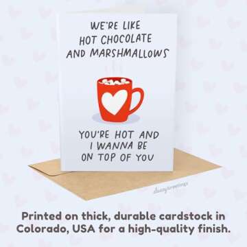 Sleazy Greetings Funny Valentine's Day Card for Him - Anniversary Cards For Husband - Naughty Card - Funny Birthday Card For Boyfriend - Hot Chocolate and Marshmallows Card