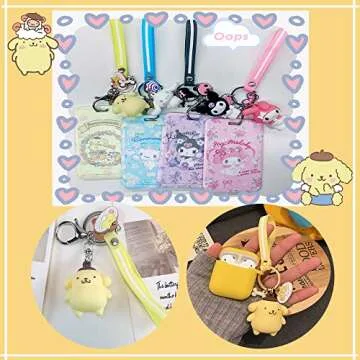 AWKEM Cartoon Gift Set for Girl Women-Kaychain,ID Card Holder,Coin Purse