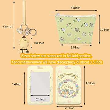 AWKEM Cartoon Gift Set for Girl Women-Kaychain,ID Card Holder,Coin Purse