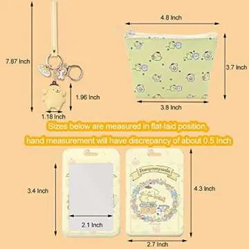 AWKEM Cartoon Gift Set for Girl Women-Kaychain,ID Card Holder,Coin Purse