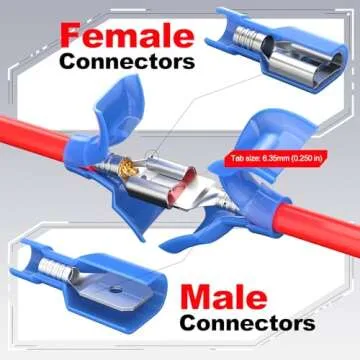 AIRIC Red Female Spade Connector 22-16 AWG, 100 Pcs Nylon Electrical Crimps Terminal Connectors for Automotive Speaker Auto, Wiring Connect Quick Disconnect Crimp Terminals for 22,20,18,16 Gauge Wire