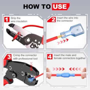 AIRIC Red Female Spade Connector 22-16 AWG, 100 Pcs Nylon Electrical Crimps Terminal Connectors for Automotive Speaker Auto, Wiring Connect Quick Disconnect Crimp Terminals for 22,20,18,16 Gauge Wire