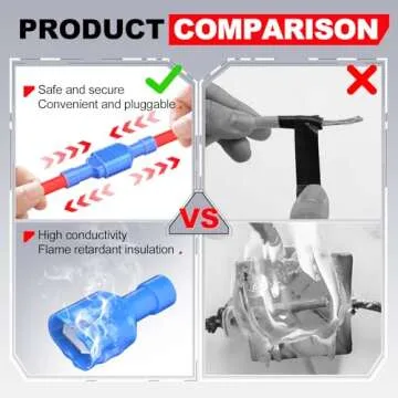 AIRIC Red Female Spade Connector 22-16 AWG, 100 Pcs Nylon Electrical Crimps Terminal Connectors for Automotive Speaker Auto, Wiring Connect Quick Disconnect Crimp Terminals for 22,20,18,16 Gauge Wire