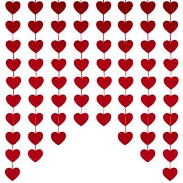 Valentines Day Decorations - 80 PCS Red Felt Garland Hanging String Hearts - NO DIY - Valentines Day Decor for Home Office Wedding Anniversary Birthday Party