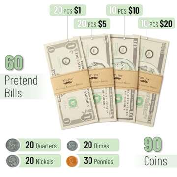 Mr. Pen- Play Money for Kids, 150 Pcs, Ages 3+, Toy Money, Money Games, Fake Money for Kids, Pretend...