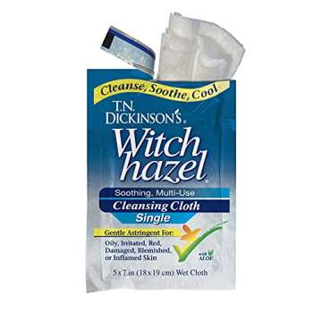 T.N. Dickinson's Witch Hazel On-The-go Multi-use Cleansing Cloth Towelette Singles, 14 Count