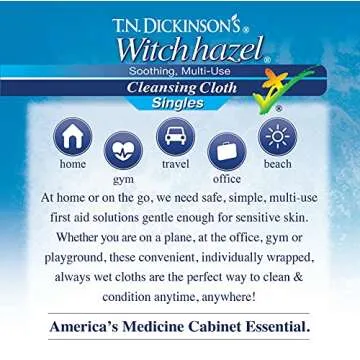 T.N. Dickinson's Witch Hazel On-The-go Multi-use Cleansing Cloth Towelette Singles, 14 Count