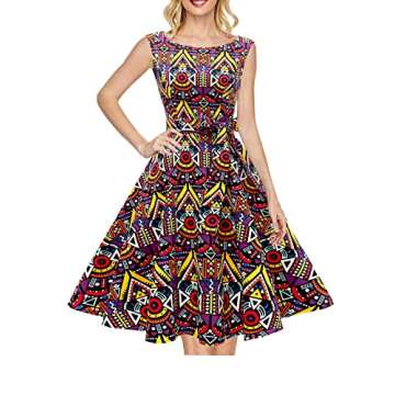 Elegant Hanpceirs Boatneck Sleeveless Swing Dress