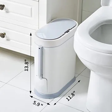 ELPHECO Motion Sensor Bathroom Trash Can with Toilet Brush