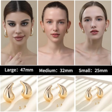 Stylish Lightweight Ascona Gold Hoop Earrings for Women