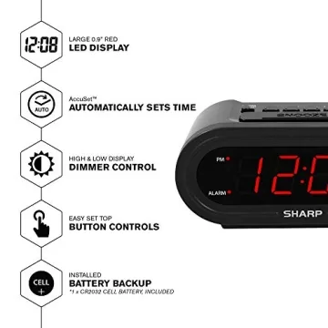 Sharp Digital Alarm Clock with AccuSet Automatic Time Setting