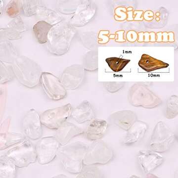 White crystal Crystal Chips, Gacuyi Natural Gemstones Beads Chakra Chip Stones Crushed Pieces Irregular Shaped Healing Drilled Loose Beads for Earring Bracelet Jewelry Making Home Decoration(1 Strand)
