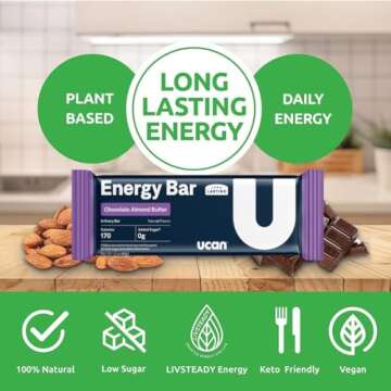 UCAN Energy Bars | Low Sugar, Low Calories | Gut Friendly, Caffeine-Free, Vegan, Non-GMO, No Soy, Ke...