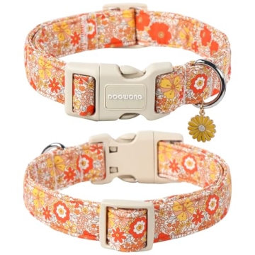DOGWONG Fall Flower Dog Collar - Adjustable Floral Accessory for All Dogs
