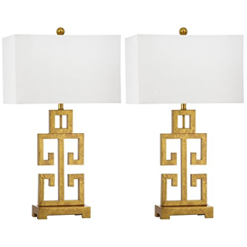 SAFAVIEH Lighting Collection Greek Key Farmhouse Glam Antique Gold 29-inch Bedroom Living Room Home ...
