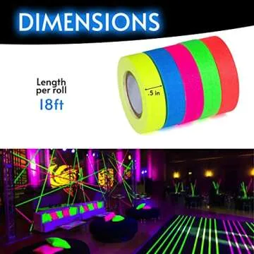 Glow King Blacklight Reactive Glow Tape | Premium UV Fluorescent Neon Party Gift for Events | Multipurpose Luminous Colored Tape for Room Decorations | Glow in The Dark Cloth Tape – 0.5 in x 18 ft