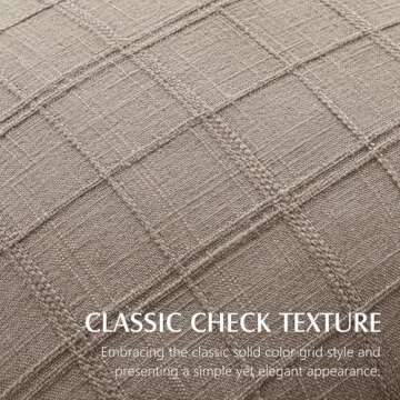 Foindtower Decorative Linen Check Throw Pillow Covers 22x22