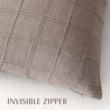 Foindtower Decorative Linen Check Throw Pillow Covers 22x22