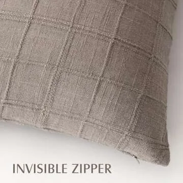 Foindtower Decorative Linen Check Throw Pillow Covers 22x22