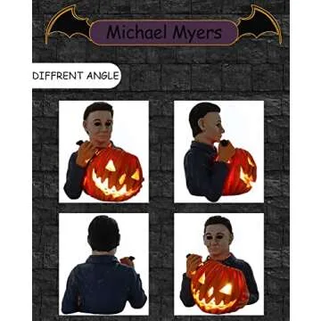 nezababy Light Up Michael Myers Statue Halloween Decoration with Pumpkin Horror Movie Garden Gnomes ...