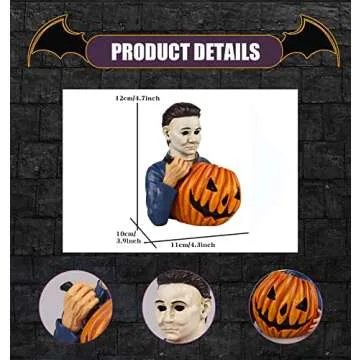 nezababy Light Up Michael Myers Statue Halloween Decoration with Pumpkin Horror Movie Garden Gnomes Decor Resin
