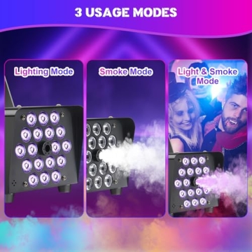 Fog Machine with 18 LED Lights for Parties and Events