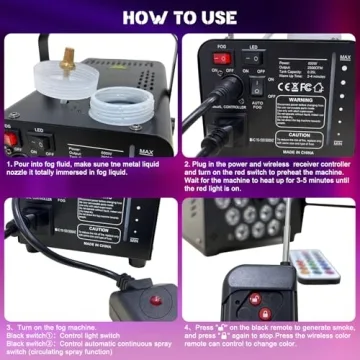 Fog Machine with 18 LED Lights for Parties and Events