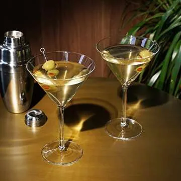 Viski Stemmed Martini Glasses Set of 2 - Premium Crystal Drinkware
