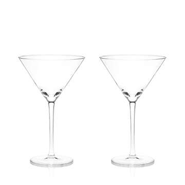 Viski Stemmed Martini Glasses, Home and Bar Drinkware, Premium Crystal Martini Accessories, Cocktail Glasses, Set of 2, 9oz, Clear