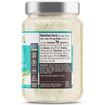 Primal Kitchen No-Dairy Alfredo Sauce 2-Pack for Healthy Meals