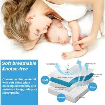 King Size Cooling Waterproof Mattress Protector Pad Cover, Breathable Fitted Sheet Style Deep Pocket-Noiseless,Vinyl,PVC Free,Waterproof Bed Matress Cover Washable for Home, Bedroom, Hotel