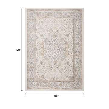 SAFAVIEH Isabella Collection Area Rug - 8' x 10', Cream & Beige, Oriental Design, Non-Shedding & Easy Care, Ideal for High Traffic Areas in Living Room, Bedroom (ISA916B)