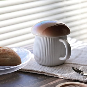 AVAFORT Ceramic Coffee Mug with Mushroom Lid, 10oz