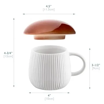 AVAFORT Ceramic Coffee Mug with Mushroom Lid, 10oz