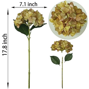 Elegant 6 Pcs Artificial Yellow Hydrangeas for Home Decor