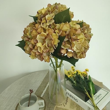 Elegant 6 Pcs Artificial Yellow Hydrangeas for Home Decor