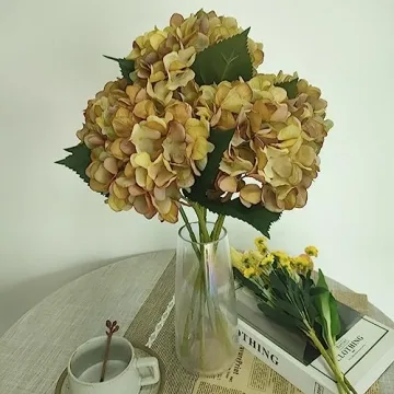 Elegant 6 Pcs Artificial Yellow Hydrangeas for Home Decor