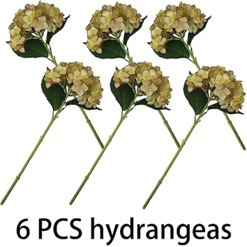 Elegant 6 Pcs Artificial Yellow Hydrangeas for Home Decor