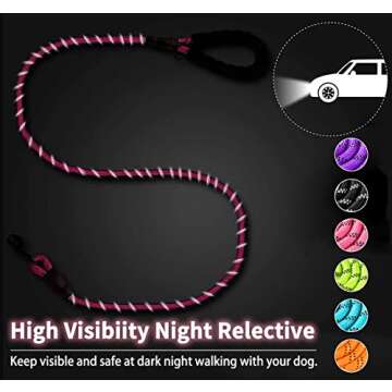 COOYOO 2 Pack Dog Leash 2/5/6 FT Heavy Duty - Comfortable Padded Handle - Reflective Dog Leash for Medium Large Dogs with Collapsible Pet Bowl