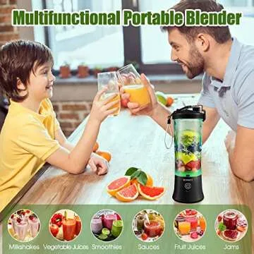 Portable Blender, Personal Size Blender for Smoothies, Freshly Squeezed Juices, Milkshakes and Baby food, Mini Blender 20 oz BPA Free, Suitable for Outdoor Sports, Family, Travel. (Black)